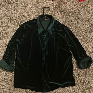 Green Velvet Allegra K Large shirt Unisex